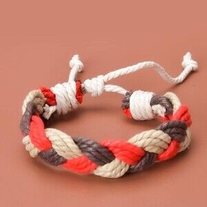 Handmade Braided Rope Bracelet Patriotic Red White and Blue Rope NEW! 1162